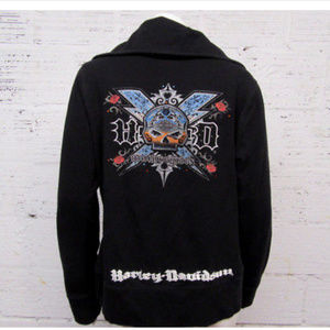 Harley Davidson Black Zip Up Skull Hoodie